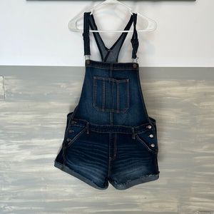 Dark denim overalls